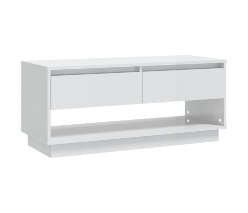 Mueble para TV madera contrachapada blanco brillo 102x41x44 cm