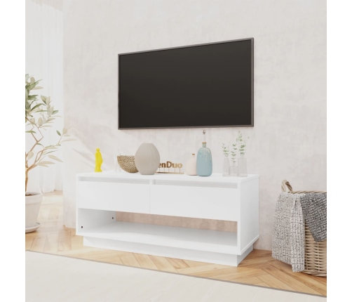 Mueble para TV madera contrachapada blanco brillo 102x41x44 cm