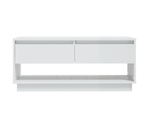 Mueble para TV madera contrachapada blanco brillo 102x41x44 cm