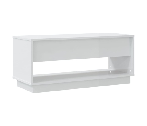 Mueble para TV madera contrachapada blanco brillo 102x41x44 cm