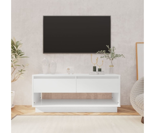 Mueble para TV madera contrachapada blanco brillo 102x41x44 cm