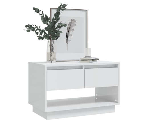 Mueble para TV madera contrachapada blanco brillo 70x41x44 cm