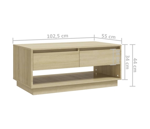 Mesa de centro madera contrachapada roble Sonoma 102,5x55x44 cm