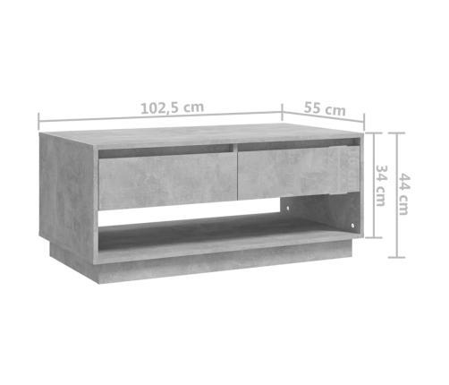 Mesa de centro madera contrachapada gris hormigón 102,5x55x44cm