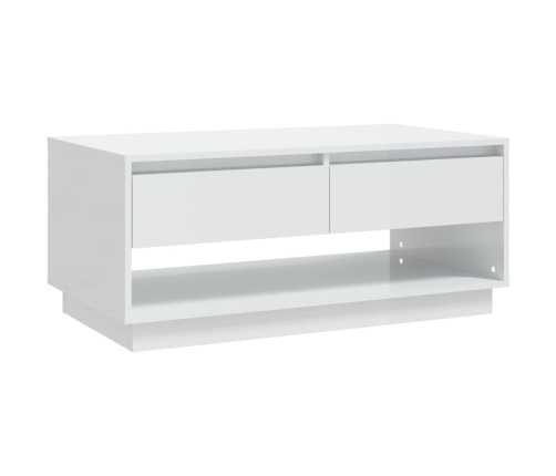 vidaXL Mesa de centro madera contrachapada blanco brillo 102,5x55x44cm