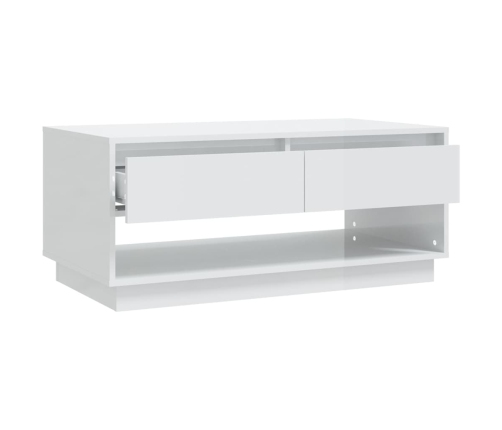 vidaXL Mesa de centro madera contrachapada blanco brillo 102,5x55x44cm