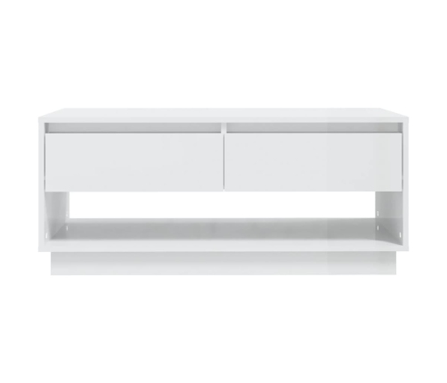 Mesa de centro madera contrachapada blanco brillo 102,5x55x44cm