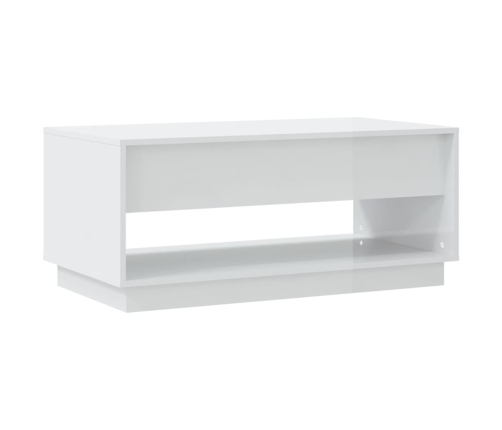 Mesa de centro madera contrachapada blanco brillo 102,5x55x44cm