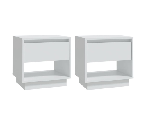 Mesitas de noche 2 uds madera contrachapada blanco 45x34x44 cm