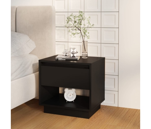 vidaXL Mesita de noche madera contrachapada negro 45x34x44 cm