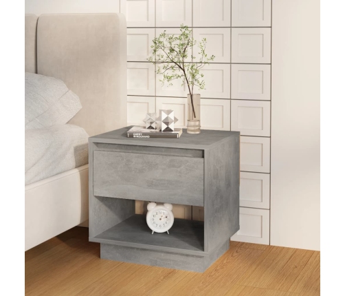 vidaXL Mesita de noche madera contrachapada gris hormigón 45x34x44 cm