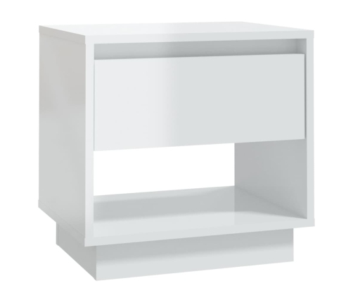 Mesita de noche madera contrachapada blanco brillo 45x34x44 cm