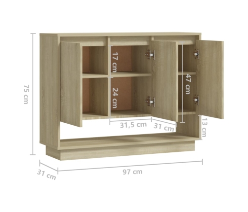 Aparador de madera contrachapada roble Sonoma 97x31x75 cm