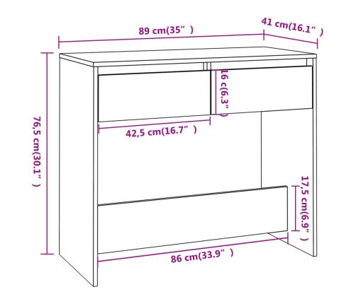 Mesa consola de madera contrachapada blanco 89x41x76,5 cm