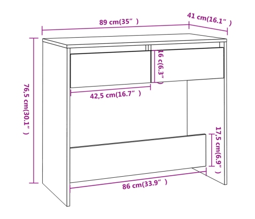 Mesa consola de madera contrachapada negro 89x41x76,5 cm