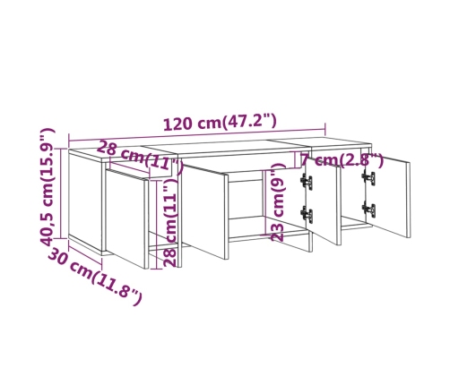 Mueble para TV madera contrachapada roble Sonoma 120x30x40,5 cm