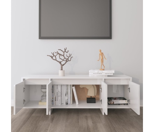 vidaXL Mueble de TV madera contrachapada blanco brillo 120x30x40,5 cm