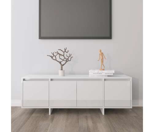 vidaXL Mueble de TV madera contrachapada blanco brillo 120x30x40,5 cm