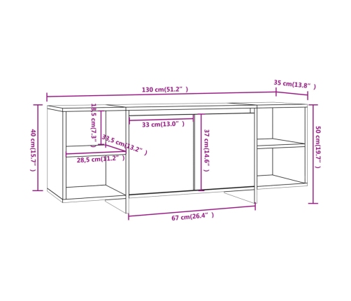 Mueble para TV madera contrachapada blanco 130x35x50 cm