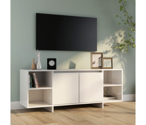 Mueble para TV madera contrachapada blanco brillo 130x35x50 cm