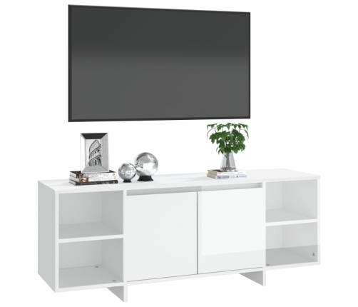 Mueble para TV madera contrachapada blanco brillo 130x35x50 cm