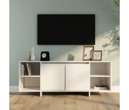 Mueble para TV madera contrachapada blanco brillo 130x35x50 cm