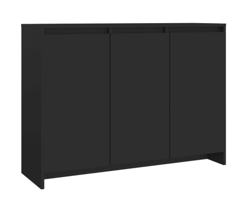 Aparador de madera contrachapada negro 102x33x75 cm