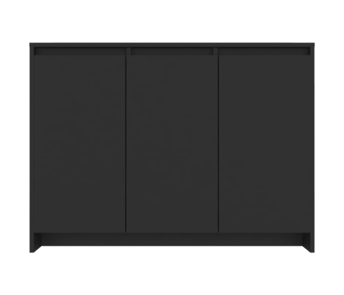 Aparador de madera contrachapada negro 102x33x75 cm