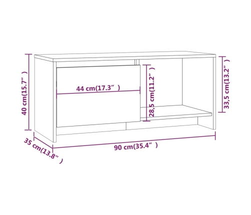 Mueble para TV de madera contrachapada blanco 90x35x40 cm