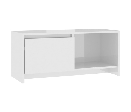 vidaXL Mueble de TV madera contrachapada blanco brillante 90x35x40 cm