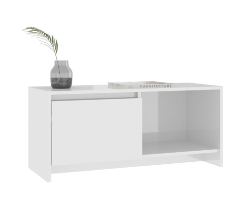 vidaXL Mueble de TV madera contrachapada blanco brillante 90x35x40 cm