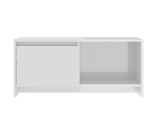 vidaXL Mueble de TV madera contrachapada blanco brillante 90x35x40 cm