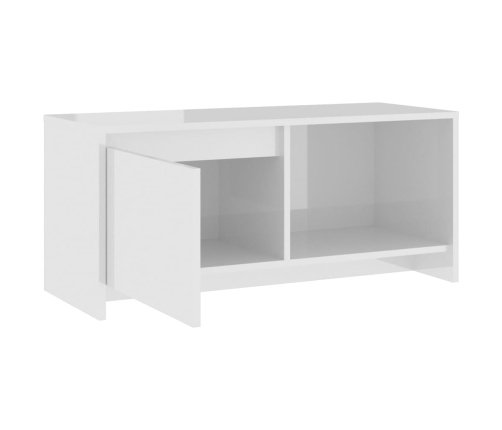 vidaXL Mueble de TV madera contrachapada blanco brillante 90x35x40 cm