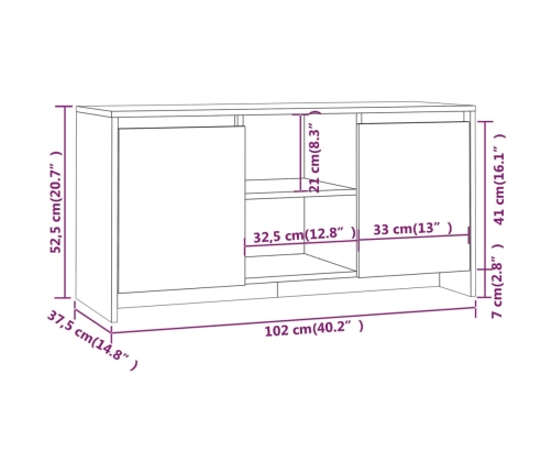 Mueble para TV madera contrachapada negro 102x37,5x52,5 cm