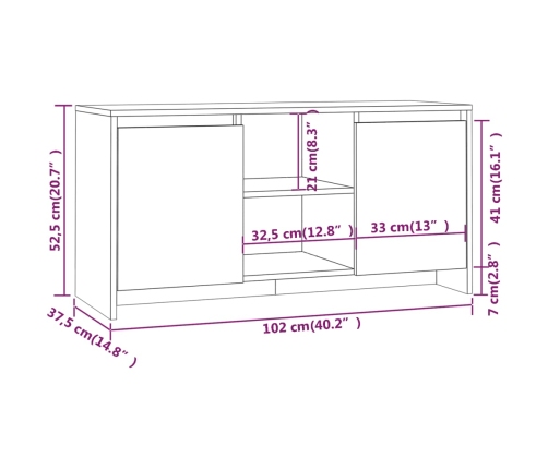 Mueble de TV madera contrachapada roble Sonoma 102x37,5x52,5 cm