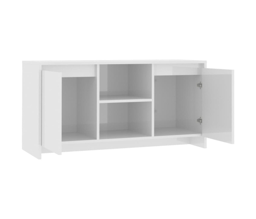 Mueble de TV madera contrachapada blanco brillo 102x37,5x52,5cm