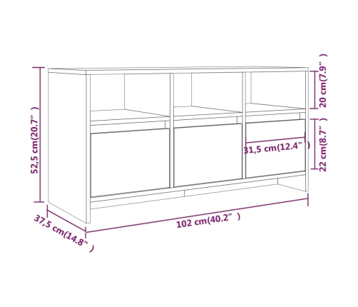 Mueble para TV madera contrachapada blanco 102x37,5x52,5 cm