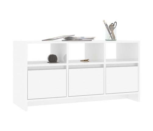 vidaXL Mueble de TV madera contrachapada blanco brillo 102x37,5x52,5cm