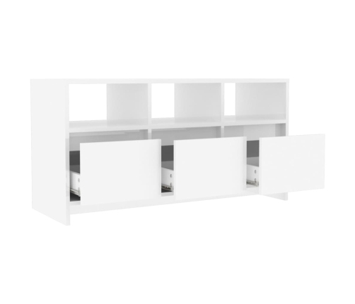 vidaXL Mueble de TV madera contrachapada blanco brillo 102x37,5x52,5cm