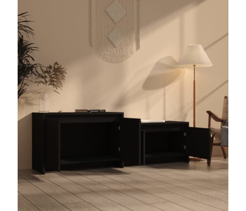 Mueble para TV madera contrachapada negro 146,5x35x50 cm