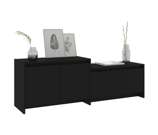 Mueble para TV madera contrachapada negro 146,5x35x50 cm