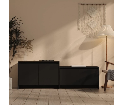 Mueble para TV madera contrachapada negro 146,5x35x50 cm