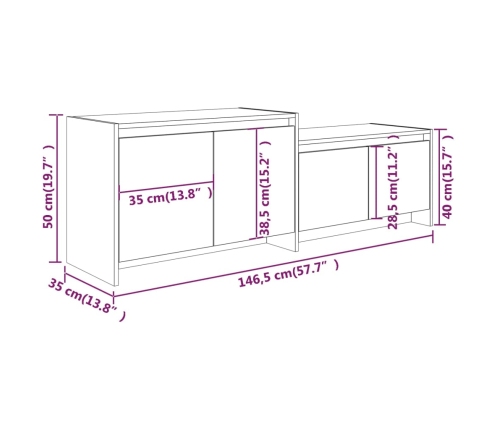 vidaXL Mueble para TV madera contrachapada roble Sonoma 146,5x35x50 cm