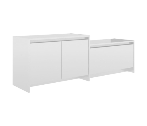 vidaXL Mueble de TV madera contrachapada blanco brillo 146,5x35x50 cm