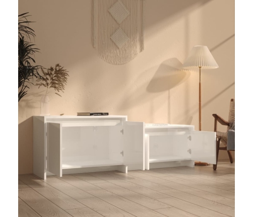 vidaXL Mueble de TV madera contrachapada blanco brillo 146,5x35x50 cm