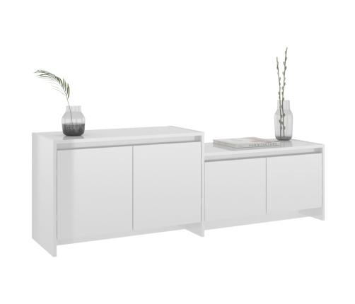 vidaXL Mueble de TV madera contrachapada blanco brillo 146,5x35x50 cm