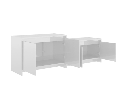 vidaXL Mueble de TV madera contrachapada blanco brillo 146,5x35x50 cm