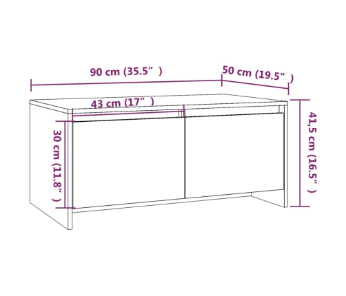 vidaXL Mesa de centro madera contrachapada blanco 90x50x41,5 cm