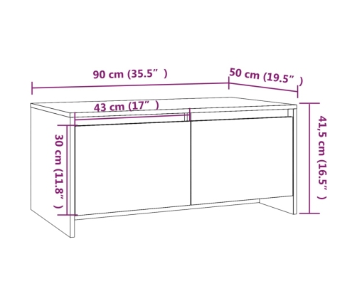 Mesa de centro madera de ingeniería gris hormigón 90x50x41,5 cm