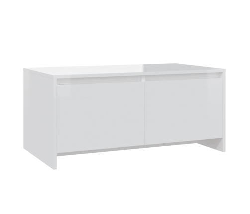 vidaXL Mesa de centro madera contrachapada blanco brillo 90x50x41,5 cm